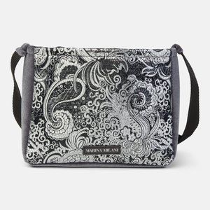 Made in Italy- Silver Damask & Velvet Crossbody Bag